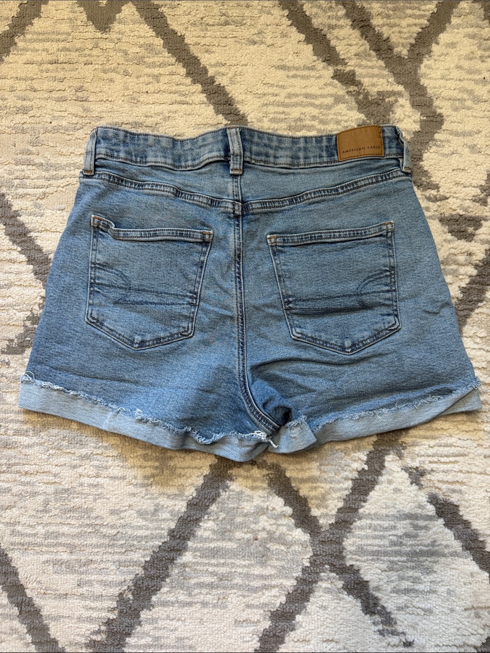 AE Light Blue High-Rise Stretch Jean Shorts size 10 - Picture 2 of 4